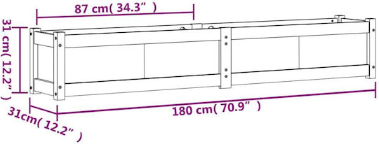 vidaXL Planter Box Wooden Brown 180x31x31cm.