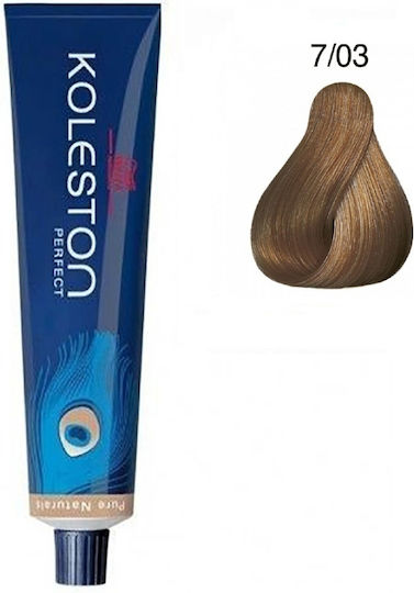 Wella Koleston Perfect Pure Naturals Haarfärbemittel 7/03 Natürliche Blond Gold Permanenter Farbstoff 60ml