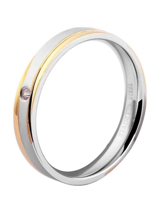 Akzent Ring Small Wedding Band made of Steel Gold Plated