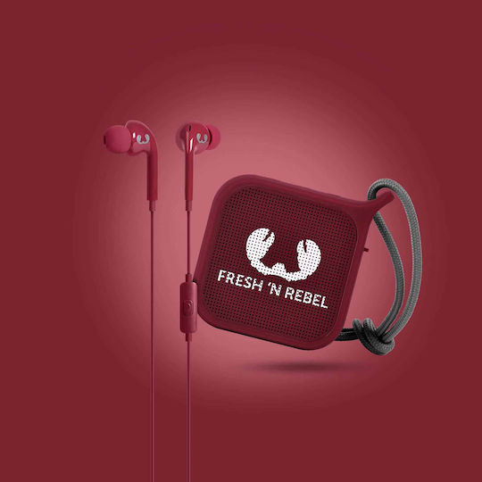 Fresh 'n Rebel Giftpack Vibe & Pebble Ηχείο Bluetooth με Διάρκεια Μπαταρίας έως 5 ώρες Ruby