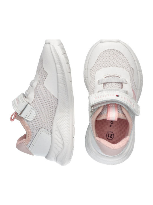 Cut Lace-up Kids Sneakers with Scratch White