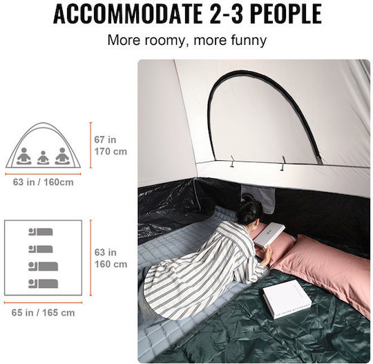 Vevor Σκηνή Camping Αυτοκινήτου Γκρι με Διπλό Πανί 3 Εποχών 170x165x170εκ.