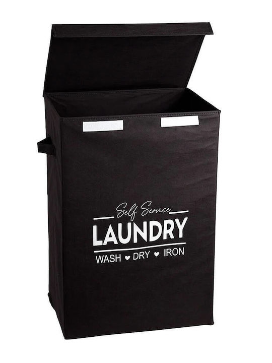 E-4336 Wäschekorb Stoff 72l mit Deckel 40x30x60cm Braun