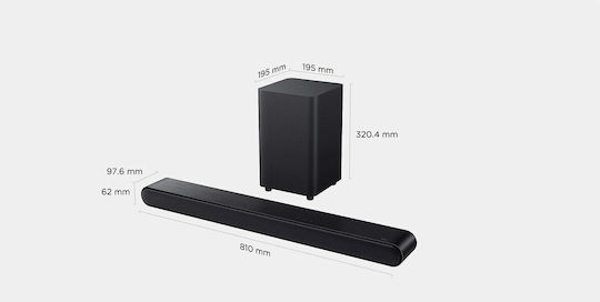 TCL S643WE Soundbar 240W 3.1 Bluetooth με Ασύρματο Subwoofer και Τηλεχειριστήριο Μαύρο