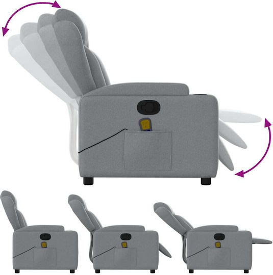 Relax Armchair Massage with Footstool Light Grey 77x94.5x100cm