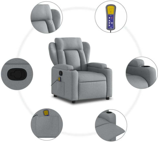 Relax Armchair Massage with Footstool Light Grey 77x94.5x100cm