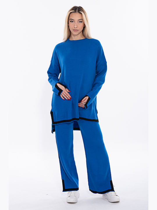 Korinas Fashion Women's Blue Set with Trousers Striped