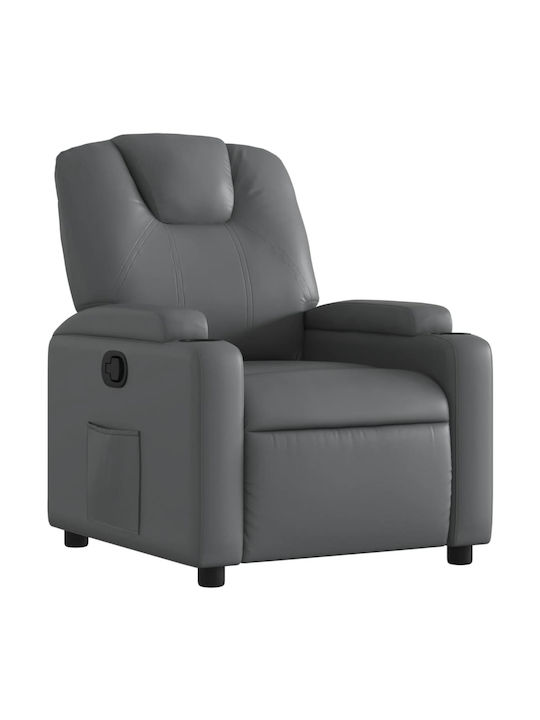 Πολυθρόνα Relax με Υποπόδιο από Δερματίνη Γκρι 74x88x97cm
