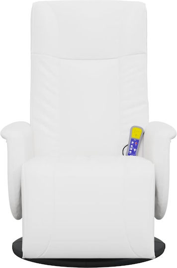 Fotoliu Relax Masaj cu Puf din Piele Ecologică Alb 71x84x106.5cm