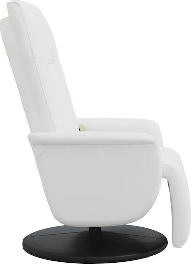 Fotoliu Relax Masaj cu Puf din Piele Ecologică Alb 71x84x106.5cm