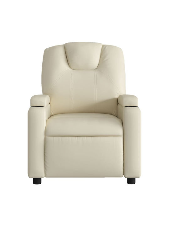 Πολυθρόνα Relax Massage με Υποπόδιο από Δερματίνη Κρεμ 74x88x97cm