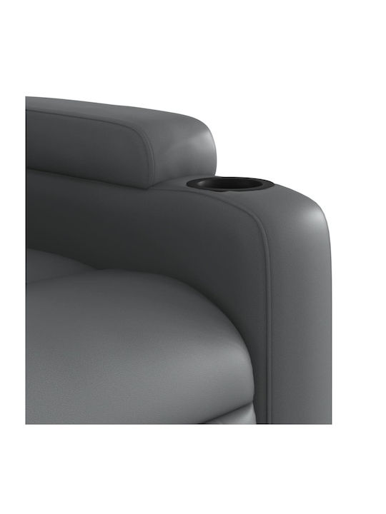 Πολυθρόνα Relax Massage με Υποπόδιο από Δερματίνη Γκρι 74x88x97cm