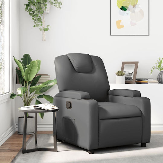 Πολυθρόνα Relax με Υποπόδιο από Δερματίνη Γκρι 74x88x97cm