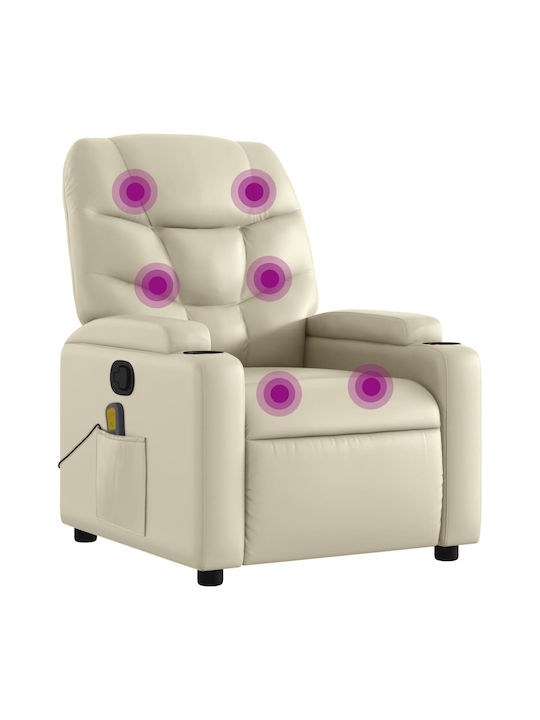 Relax Armchair Massage with Footstool from Leatherette Cream 74x89x100cm