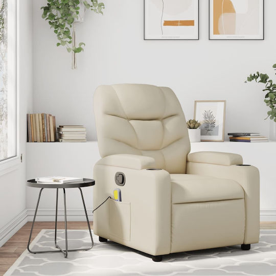 Relaxsessel Friseurwaschbecken mit Fußhocker aus Kunstleder Cream 74x89x100cm