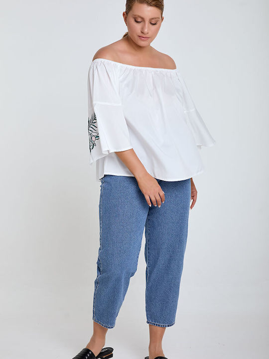 Women's Blouse with 3/4 Sleeve White