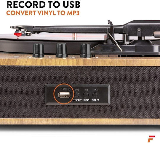 Fenton RP162 102.164 Turntables with Preamp and Built-in Speakers Light Wood