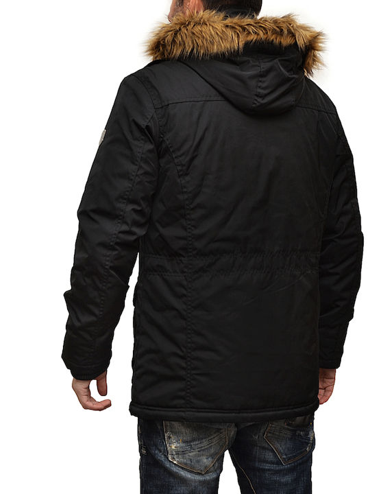 Inox Herren Winter Jacke Lässig Schwarz