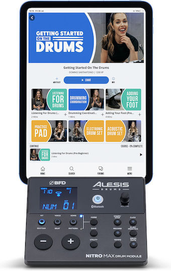 Alesis Elektronische Drumsets Nitro Max in Schwarzes Farbe mit Hocker, Mit Kopfhörern & Mit Baguettes