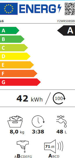 LG Πλυντήριο Ρούχων 9kg με Τεχνολογία Ατμού 1200 Στροφών AI DD F2WR509SBW