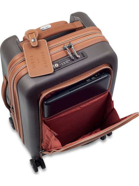 Delsey Chatelet Air Cabin Hard Suitcase Brown With 4 Wheels Height 55cm