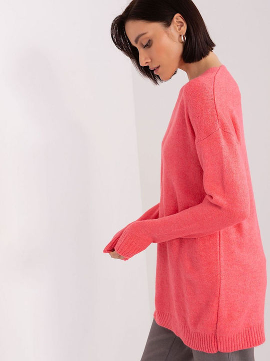 Rue Paris Damen Langarm Pullover Pink