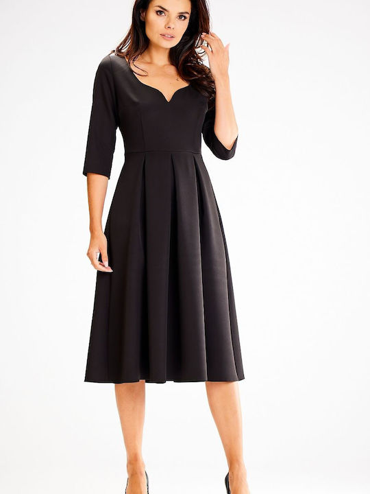 Awama Midi Kleid Schwarz