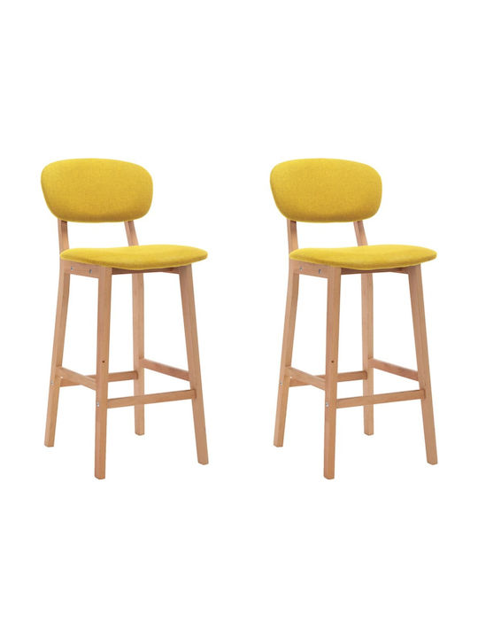 Stool Bar with Backrest Upholstered with Fabric Yellow Mustard 2pcs 45x47x92cm