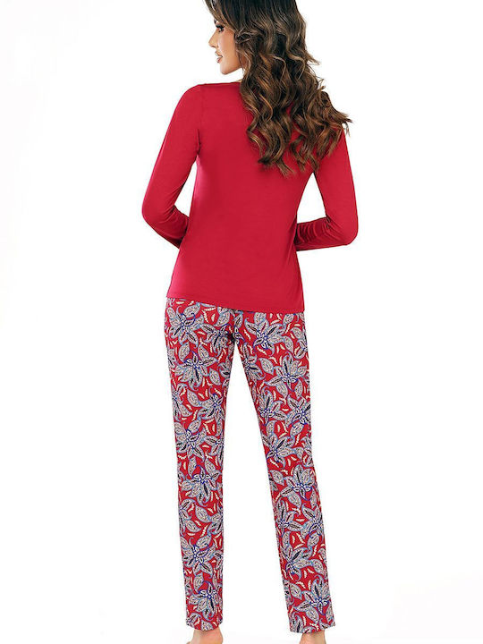 Donna Winter Damen Pyjama-Hose Red