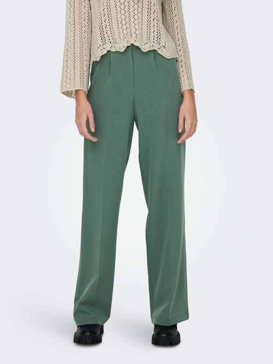 Wide Damen Hoch tailliert Stoff Hose Green