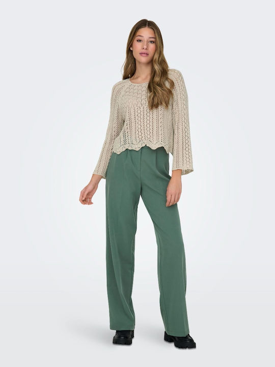 Wide Damen Hoch tailliert Stoff Hose Green