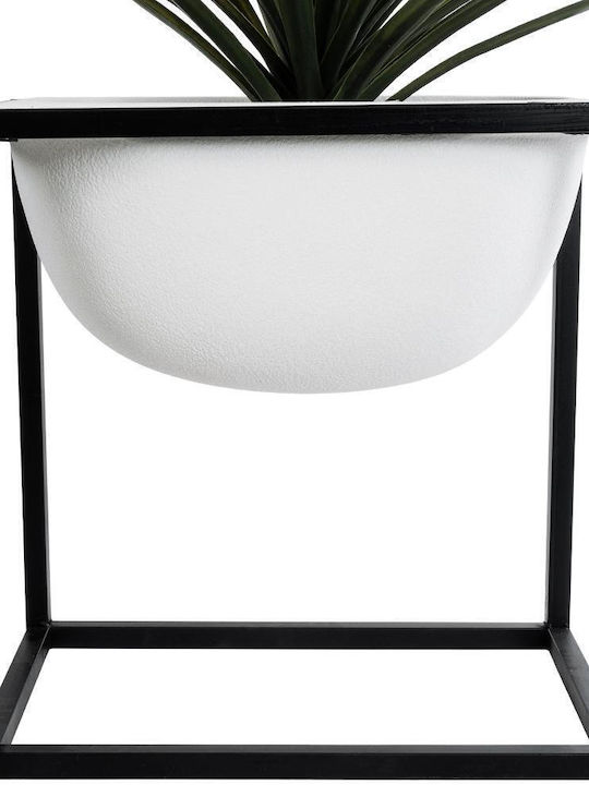 GloboStar Fiori Ghiveci Metalic Alb cu suport 60x60x60εκ.