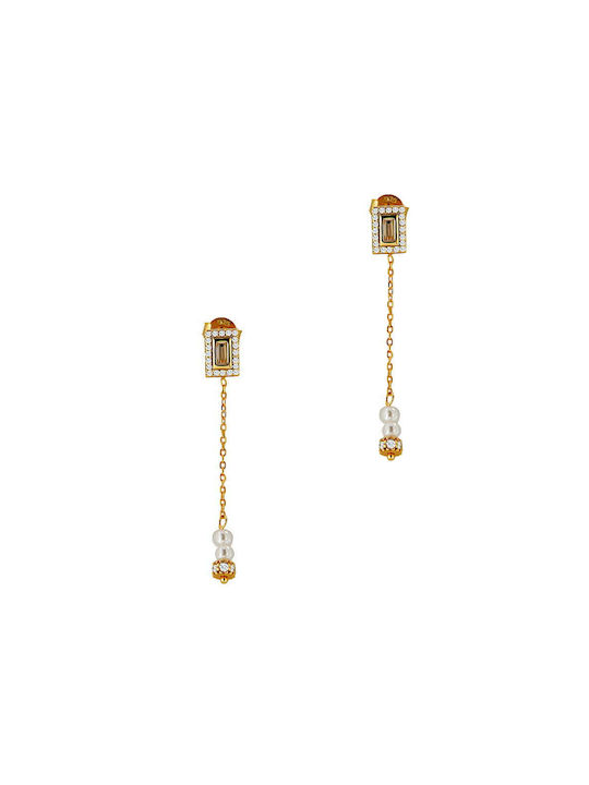 Ioannis Kosmima Earrings Pendants made of Silver Gold Plated with Stones