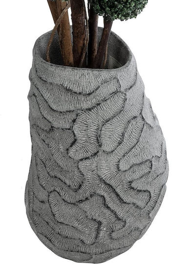GloboStar Galicia Übertopf Polyester Gray mit Gestell 52x52x80εκ.