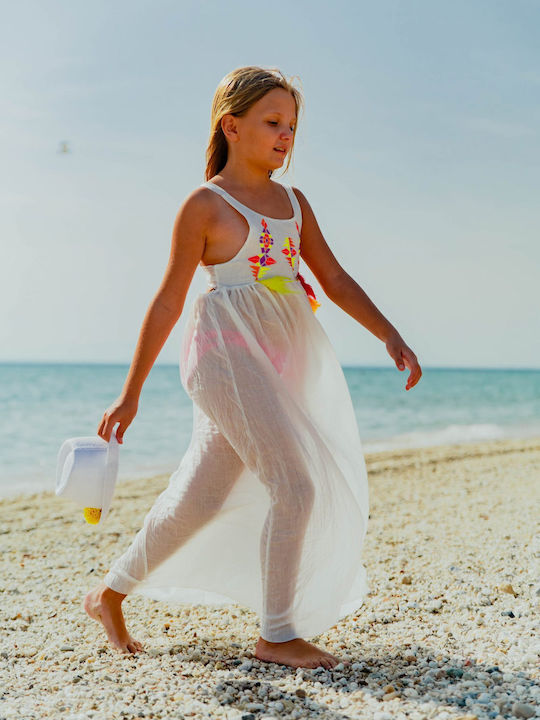 Mädchenkleid Ärmellos Weiß