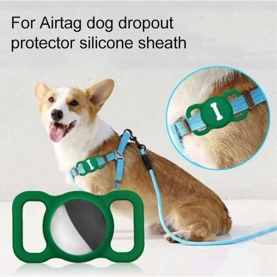 Sonique Pet Collar Case Silicone for AirTag in Green color