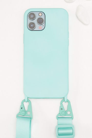 Luigi Strap Back Cover Silicone with Strap Turquoise (IPHONE 12, IPHONE 12PRO)