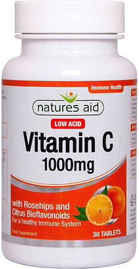 Natures Aid Vitamin C 1000 mg Low Acid Βιταμίνη για Ενίσχυση του Ανοσοποιητικού, τo Δέρμα & Αντιοξειδωτική δράση 1000mg 30 ταμπλέτες