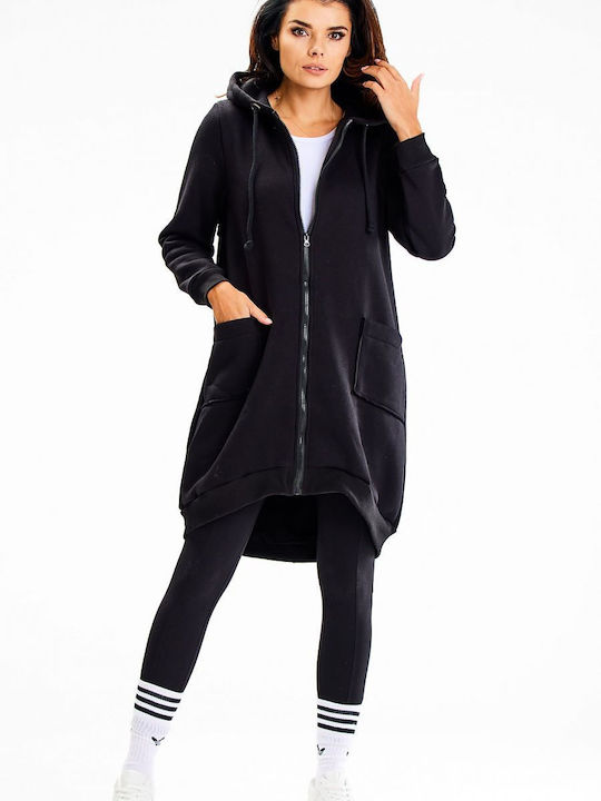 Infinite You Women's Long Hooded Cardigan Black