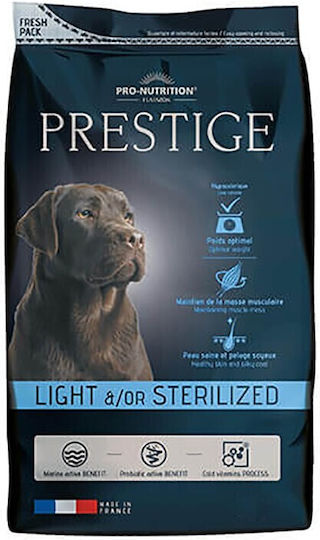 Flatazor Prestige Adult Medium Maxi Light/sterilized 15kg Dry Food for Neutered Dogs with Chicken, Duck, Turkey, Pork, Apple and Fish