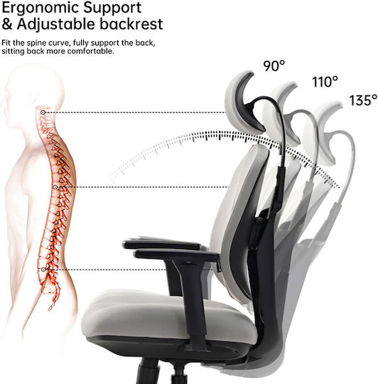 Eureka Ergonomic Офис стол с Бели Подлакътници