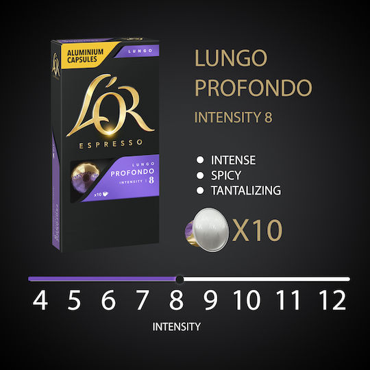 L'Or Κάψουλες Espresso Lungo Profondo Συμβατές με Μηχανή Nespresso 10caps
