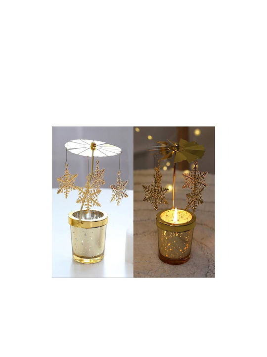 Aria Trade Candle Holder Plastic in Gold Color 6x6x16cm 1pcs