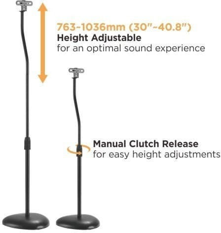 Audizio Speaker Stands Floor HTS12 (Pair) in Black Colour