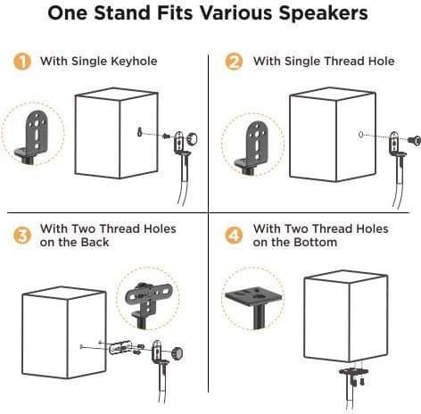 Audizio Speaker Stands Floor HTS12 (Pair) in Black Colour