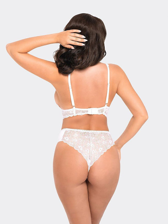 Babell Baumwolle Hochtailliert Damen Brasilien mit Spitze White