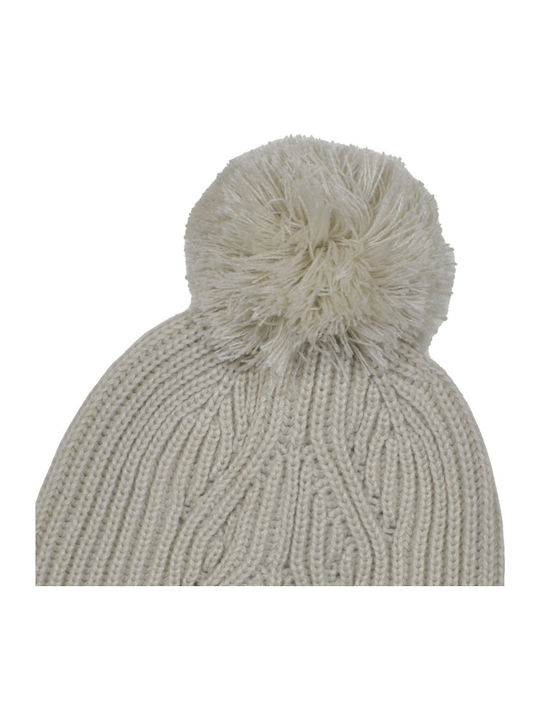 Pom Pom Beanie Γυναικείος Σκούφος Πλεκτός σε Μπεζ χρώμα
