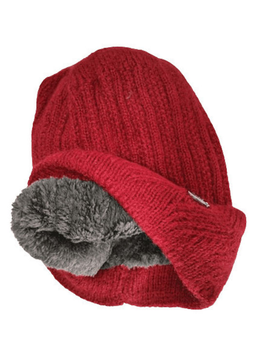 Romvous Beanie Unisex Σκούφος Πλεκτός σε Κόκκινο χρώμα