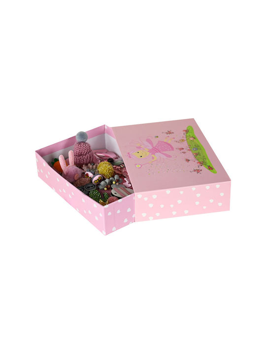 Energiers Set Kinderhaarklammern mit Haarspange / Gummiband / Bobby Pin in Rosa Farbe
