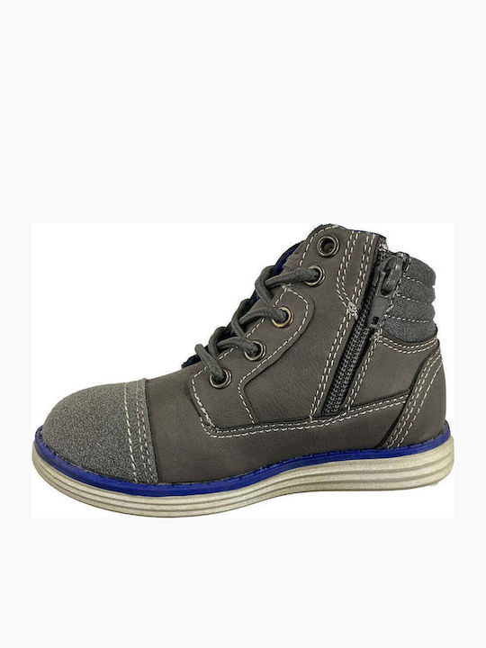 Ghete Copii din Suede cu Șireturi Gri